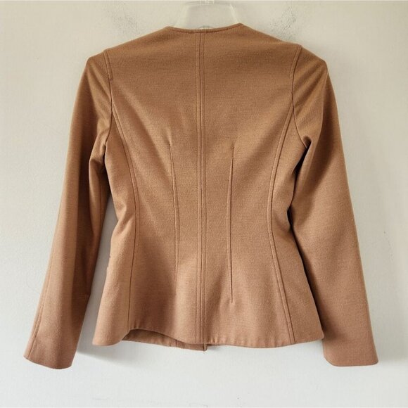 JUDITH & CHARLES | Wool Jacket Blazer Zip Up Brown Camel Tan Sz 0 - Picture 2 of 5